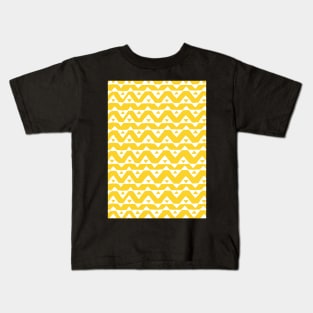 Mustard Yellow and White Triangle Chevron Pattern Kids T-Shirt